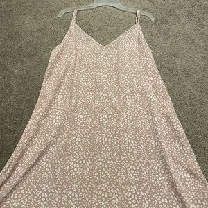 Shein light pink midi v-neck tank strap dress with white leopard print